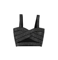 Bandage Hollow Out Rhinestone Crop Top