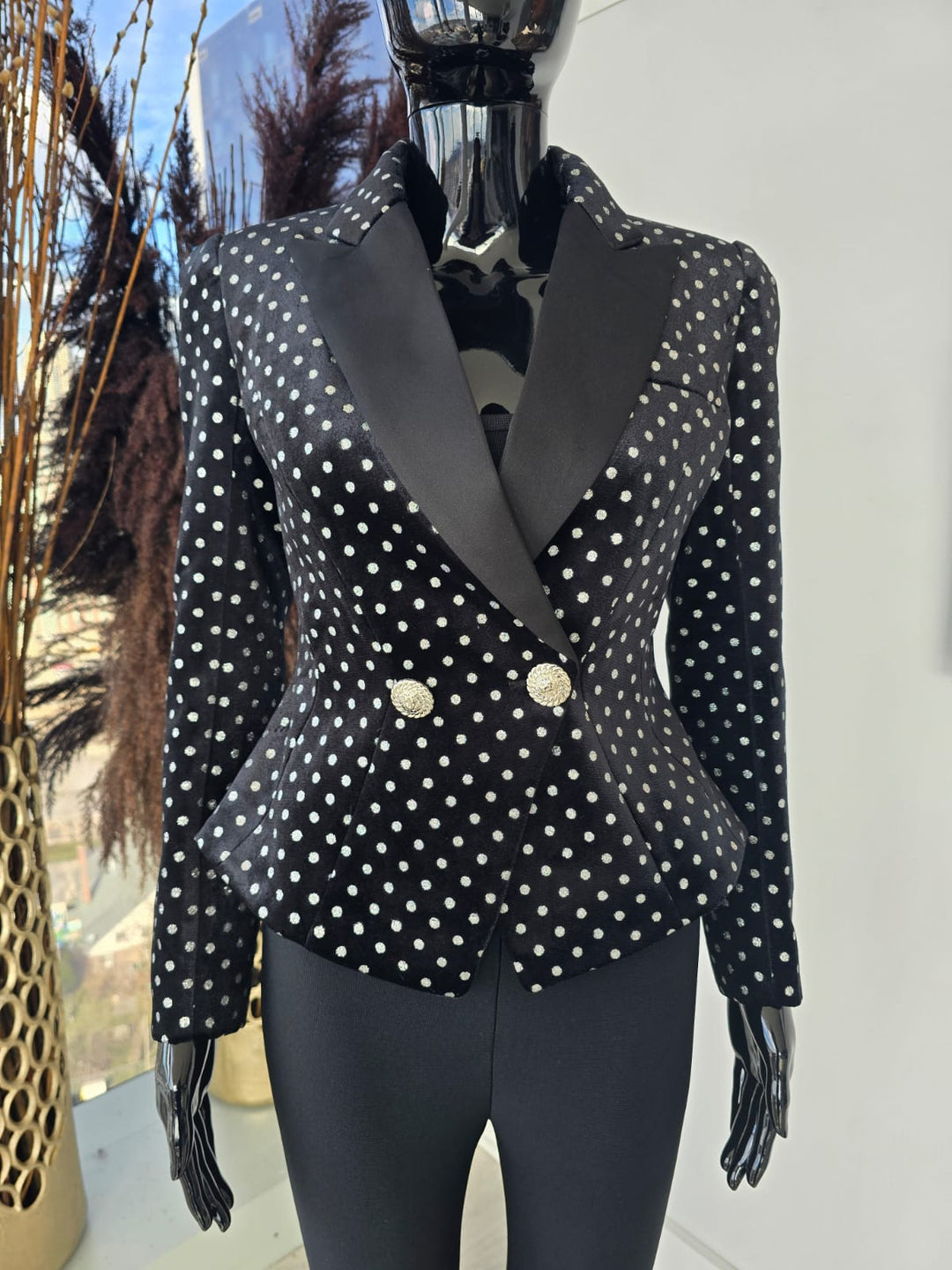 Sculpted Polka Dot Blazer