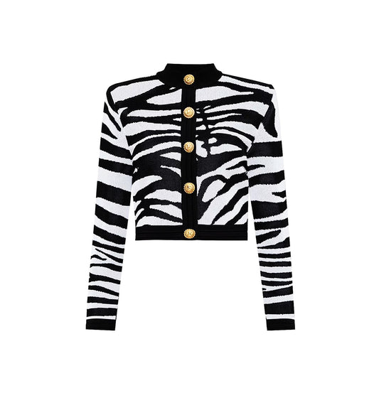 Zebra Print Knit Cardigan