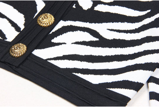 Zebra Print Knit Cardigan