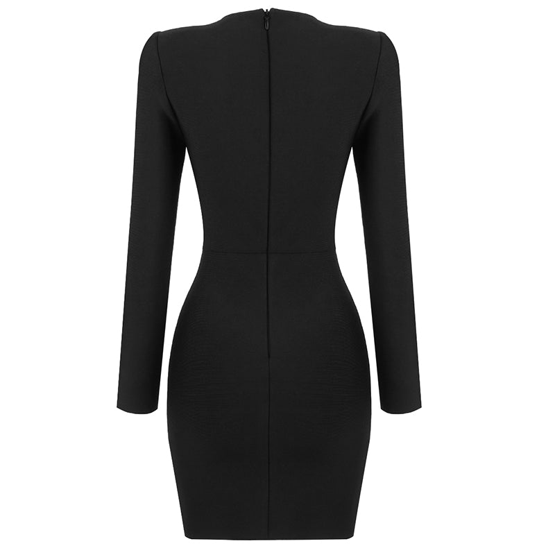 Multi-Stone Mini Bandage Dress - Long Sleeve