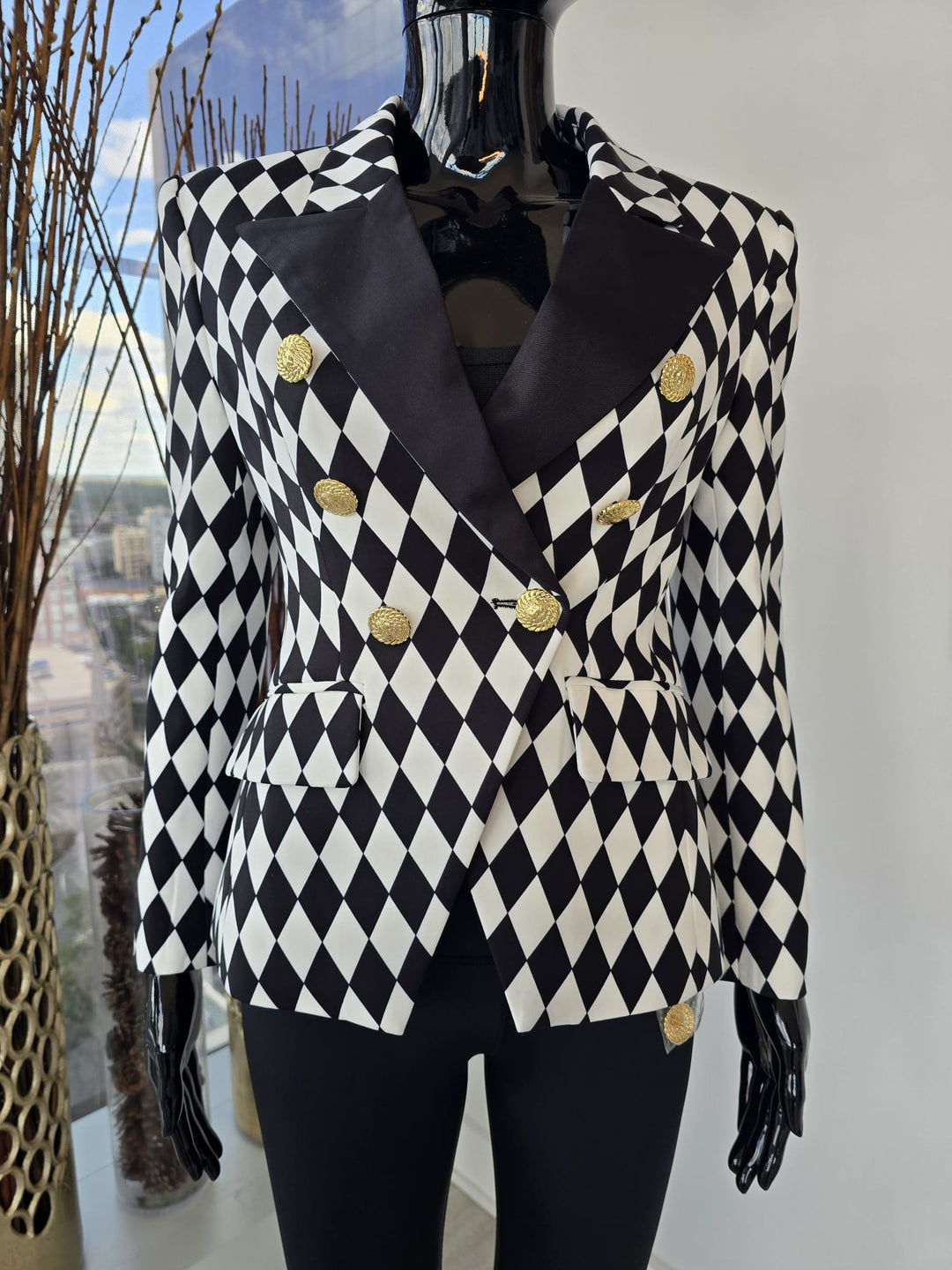 Checker Print Blazer