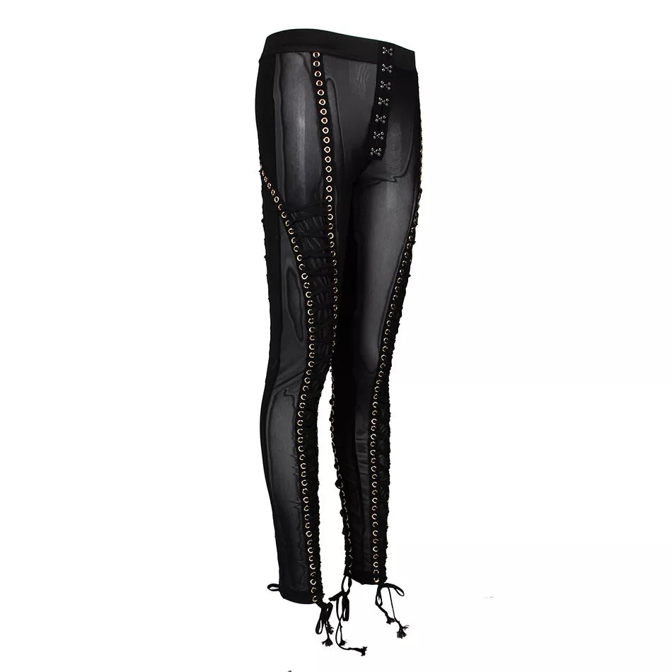 Lace-Up Mesh Leggings