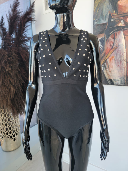 Studded Bandage Thong Bodysuit